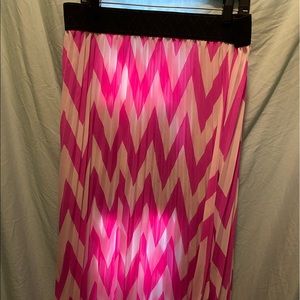 Pink/white sheer long skirt chevron pattern 2X